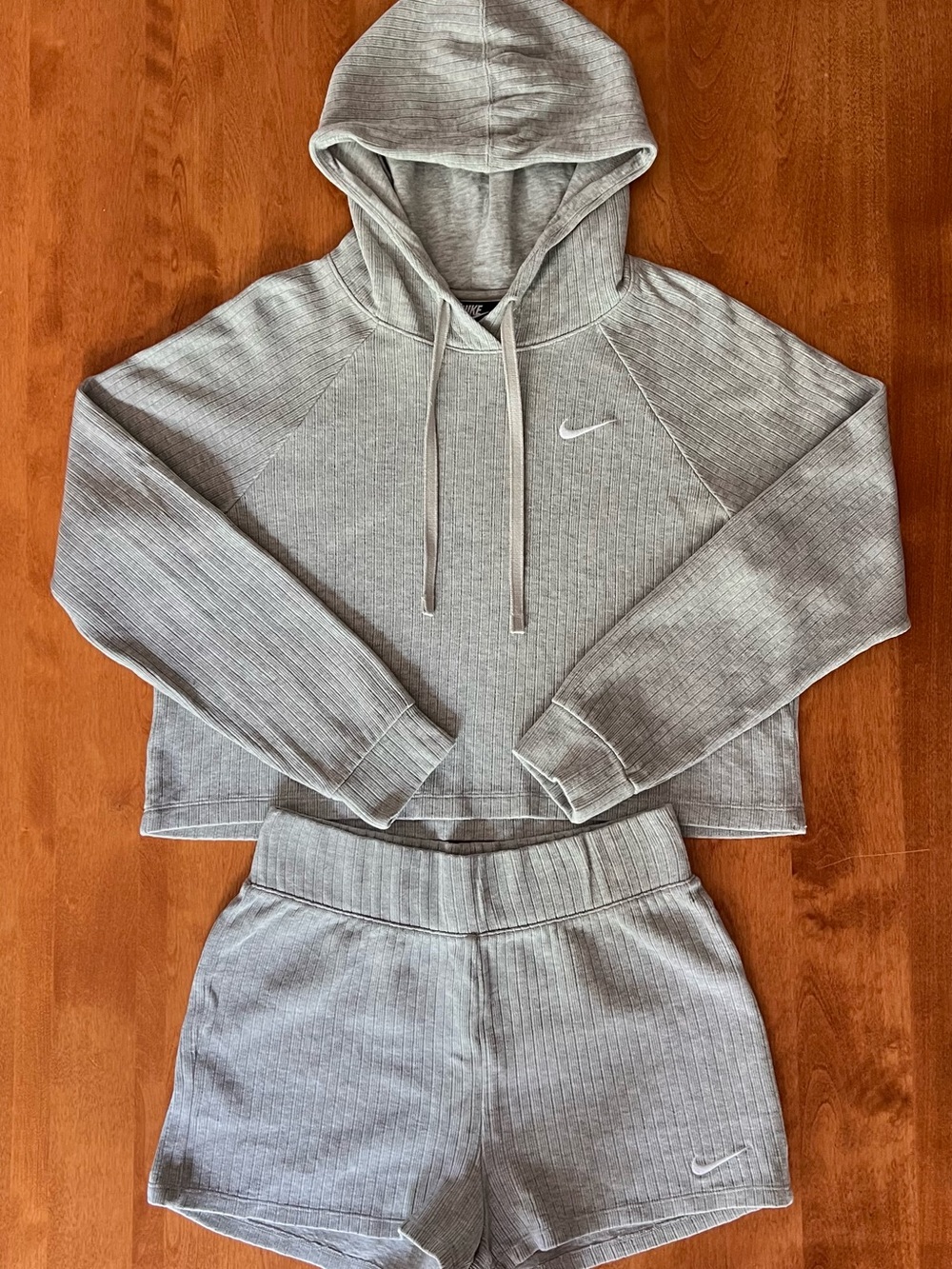Nike Ribbed Matching Hoodie & Shorts Set